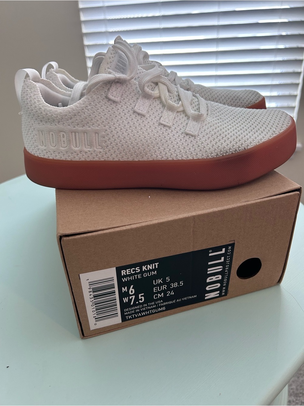NOBULL Women’s Knit Sneaker in White with Gum Sole